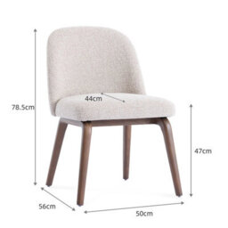 Hearthwood Set Of 2 Beige Bouclé Dining Chairs With Walnut Effect Ash Solid Wood Frame - thumbnail 8