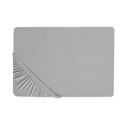 Beliani Fitted Sheet Hofuf Cotton 90 X 200 Cm Light Grey - image 1