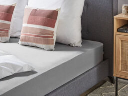Beliani Fitted Sheet Hofuf Cotton 90 X 200 Cm Light Grey - thumbnail 2