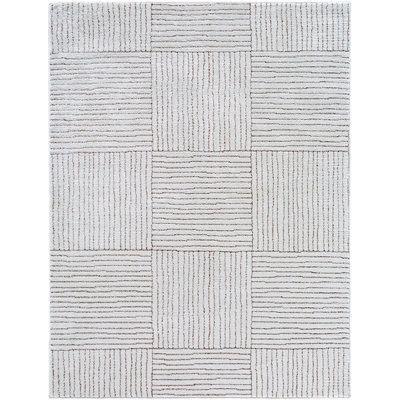 Livabliss Galey Alix Architect-Modern Ivory Brown Graphic High Pile Living Dining Bedroom Rug 200 X 275 Cm Easy Care, Non Shedding - image 1