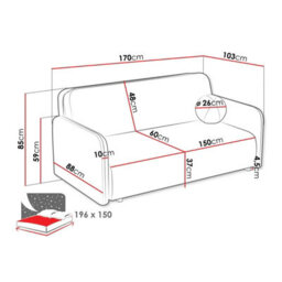 Viva Sun Iv Sofa Bed With Sleeping Function And Storage Compartment Chipboard Metal Legs 170X103X85Cm White - thumbnail 6
