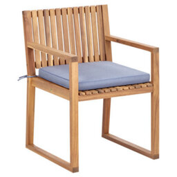 Beliani Garden Dining Set 8 Seater Sassari Ii With Cushions Certified Acacia Wood Blue - thumbnail 5