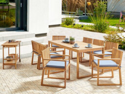 Beliani Garden Dining Set 8 Seater Sassari Ii With Cushions Certified Acacia Wood Blue - thumbnail 2