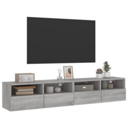 Berkfield Durable Tv Wall Cabinets 2 Pcs Grey Sonoma 80X30X30 Cm Engineered Wood - thumbnail 5