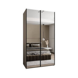 Arte Trosa Ii Cashmere Mirrored Sliding Door Wardrobe W1300mm H2450mm D640mm With Black Steel Handles - thumbnail 1