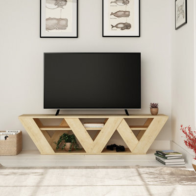 Decortie Ralla Modern Tv Unit Multimedia Centre Oak With Shelves 158Cm - image 1