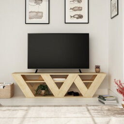 "Decortie Ralla Modern Tv Unit Multimedia Centre Tv Cabinet With Shelves For 65"" Tvs Oak 158Cm"