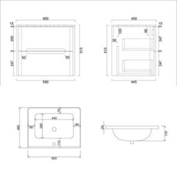 Royal Bathrooms Venice 600mm Sage Green Wall Hung Vanity Unit 2 Drawer With Ceramic Basin - thumbnail 9