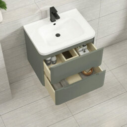 Royal Bathrooms Venice 600mm Sage Green Wall Hung Vanity Unit 2 Drawer With Ceramic Basin - thumbnail 5