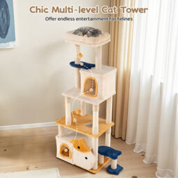 Costway 159 Cm Cat Tree For Indoor Kittens  Multi-Level Pet Climbing Stand W/ 2 Condos - thumbnail 4