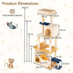 Costway 159 Cm Cat Tree For Indoor Kittens  Multi-Level Pet Climbing Stand W/ 2 Condos - thumbnail 3