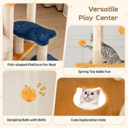 Costway 159 Cm Cat Tree For Indoor Kittens  Multi-Level Pet Climbing Stand W/ 2 Condos - thumbnail 6
