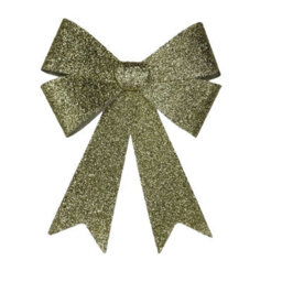 SNOW WHITE Large Gold Tinsel Christmas Bow Gold Tinsel Door Tree Bow Decoration 49Cm - thumbnail 2