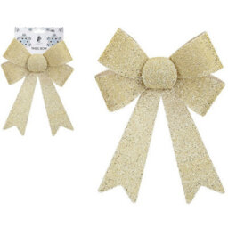 SNOW WHITE Large Gold Tinsel Christmas Bow Gold Tinsel Door Tree Bow Decoration 49Cm - thumbnail 8