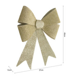 SNOW WHITE Large Gold Tinsel Christmas Bow Gold Tinsel Door Tree Bow Decoration 49Cm - thumbnail 7