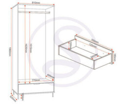 Seconique Madrid 2 Door 1 Drawer Mirrored Wardrobe In Grey And White Gloss Finish - thumbnail 9