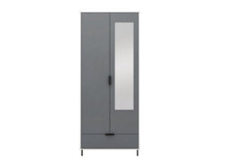 Seconique Madrid 2 Door 1 Drawer Mirrored Wardrobe In Grey And White Gloss Finish - thumbnail 2