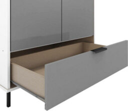 Seconique Madrid 2 Door 1 Drawer Mirrored Wardrobe In Grey And White Gloss Finish - thumbnail 4