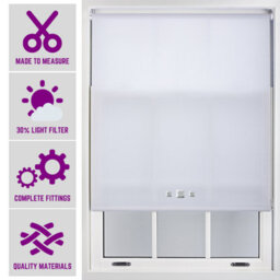 Chrome Triple Square Eyelet Daylight Roller Blind - (W)180Cm X (L)210Cm White Blind From Furnished