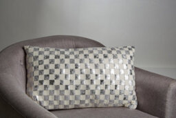 Orsina Rectangular Ivory And Silver Check Cushion - thumbnail 4