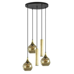 Luminosa Lighting Luminosa Calypso Cluster Pendant Ceiling Light Black, Gold Amber, Gold Glass Shade 3X E27/gu10 - thumbnail 2