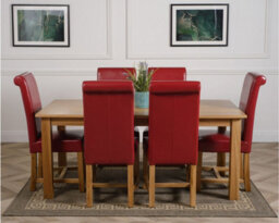 That's Furniture Oslo 180 X 90 Cm Large Oak Dining Table And 6 Chairs Dining Set With Washington Burgundy Leather Chairs - thumbnail 2