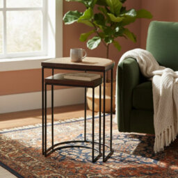 Giselle Wood & Metal Nest Of 2 Table - thumbnail 8