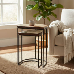 Giselle Wood & Metal Nest Of 2 Table - thumbnail 7