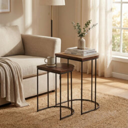 Giselle Wood & Metal Nest Of 2 Table - thumbnail 5