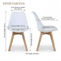 Evre Wite Dining Chairs With Wooden Legs Pu Seat Mid Century Chairs Set Of 2 - thumbnail 2
