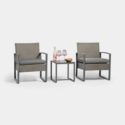 Bistro Table & Chairs Set 2, Rattan Effect Garden Furniture Set, - image 1
