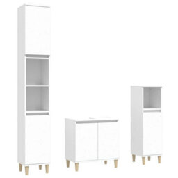 Berkfield 3 Piece Bathroom Furniture Set White Engineered Wood - thumbnail 2