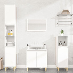 Berkfield 3 Piece Bathroom Furniture Set White Engineered Wood - thumbnail 1