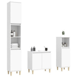 Berkfield 3 Piece Bathroom Furniture Set White Engineered Wood - thumbnail 3