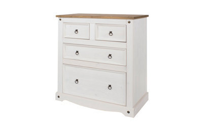 Core Products Premium Corona 2+2 Drawer White Chest Of Drawers, H103.8Cm X W91.0Cm X D47.0Cm - image 1