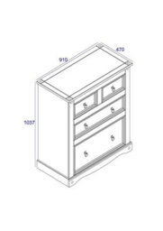 Core Products Premium Corona 2+2 Drawer White Chest Of Drawers, H103.8Cm X W91.0Cm X D47.0Cm - thumbnail 8