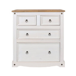 Core Products Premium Corona 2+2 Drawer White Chest Of Drawers, H103.8Cm X W91.0Cm X D47.0Cm - thumbnail 4