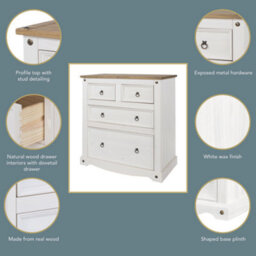 Core Products Premium Corona 2+2 Drawer White Chest Of Drawers, H103.8Cm X W91.0Cm X D47.0Cm - thumbnail 7