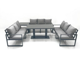 Fimous 9 Seater Garden Sofa Set Aluminium Furniture Rising Dining Tabe Set With Side Table Dark Grey - thumbnail 1