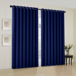 Oxford Homeware Plain Navy 230Gsm Blackout Curtain Thermal Insulated Pencil Pleat For Living Room Curtain Pair (W)228Cmx(L)183Cm - thumbnail 1