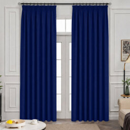 Oxford Homeware Plain Navy 230Gsm Blackout Curtain Thermal Insulated Pencil Pleat For Living Room Curtain Pair (W)228Cmx(L)183Cm - thumbnail 7