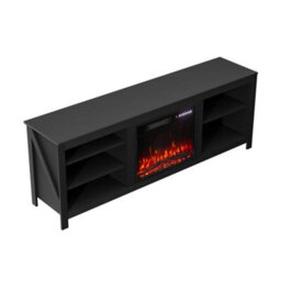 70Inch Tv Stand Unit Cabinet With Electric Fireplace Media & 12 Colour Led Light - thumbnail 1