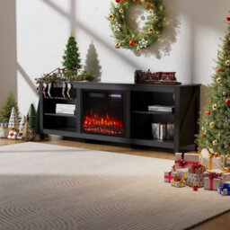 70Inch Tv Stand Unit Cabinet With Electric Fireplace Media & 12 Colour Led Light - thumbnail 4
