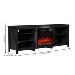 70Inch Tv Stand Unit Cabinet With Electric Fireplace Media & 12 Colour Led Light - thumbnail 2