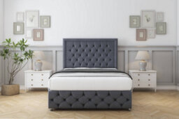 "Sloomy Vienna Steel Plush Divan Bed 2 Drawers Left Side-54"" Floor Standing Headboard & 12"" Footboard 2'6 Small Single" - thumbnail 2
