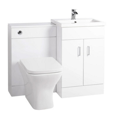 Nes Home Nanuya 1000mm Floor Standing White Vanity, Basin & Btw Rimless Toilet - image 1