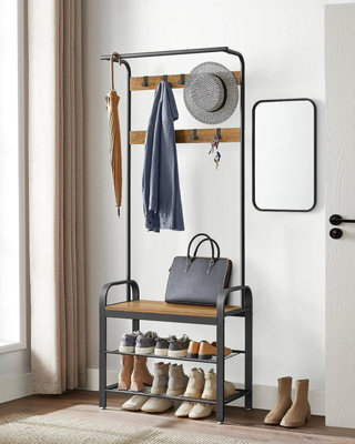 Songmics Vasagle Coat Rack, Coat Stand With Shoe Storage Bench, 4-In-1 Design, With 9 Removable Hooks, A Clothes Rail, For Hallway - image 1