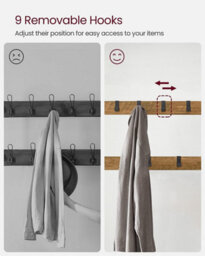 Songmics Vasagle Coat Rack, Coat Stand With Shoe Storage Bench, 4-In-1 Design, With 9 Removable Hooks, A Clothes Rail, For Hallway - thumbnail 6