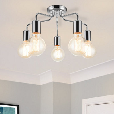 Cosylyte Fraser 5 Light Modern Metal Ceiling Flush Light - Chrome - image 1