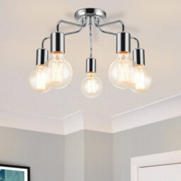 Cosylyte Fraser 5 Light Modern Metal Ceiling Flush Light - Chrome